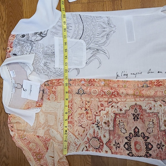 NWT Desigual Women's White and Peach Long Sleeve Lightweight Blouse (Sz M) - Picture 8 of 10